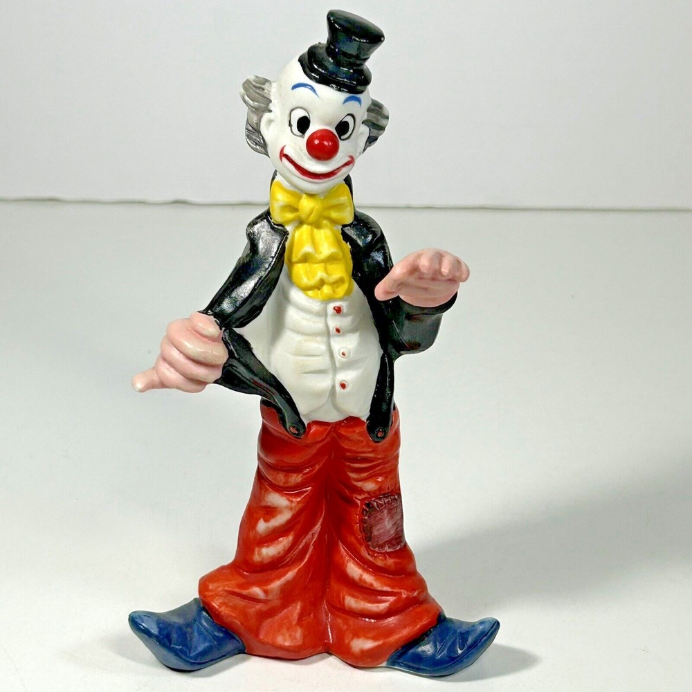 Vintage UCGC Porcelain Circus Clown Figurine ~ Hobo Clown In Top Hat And Tails